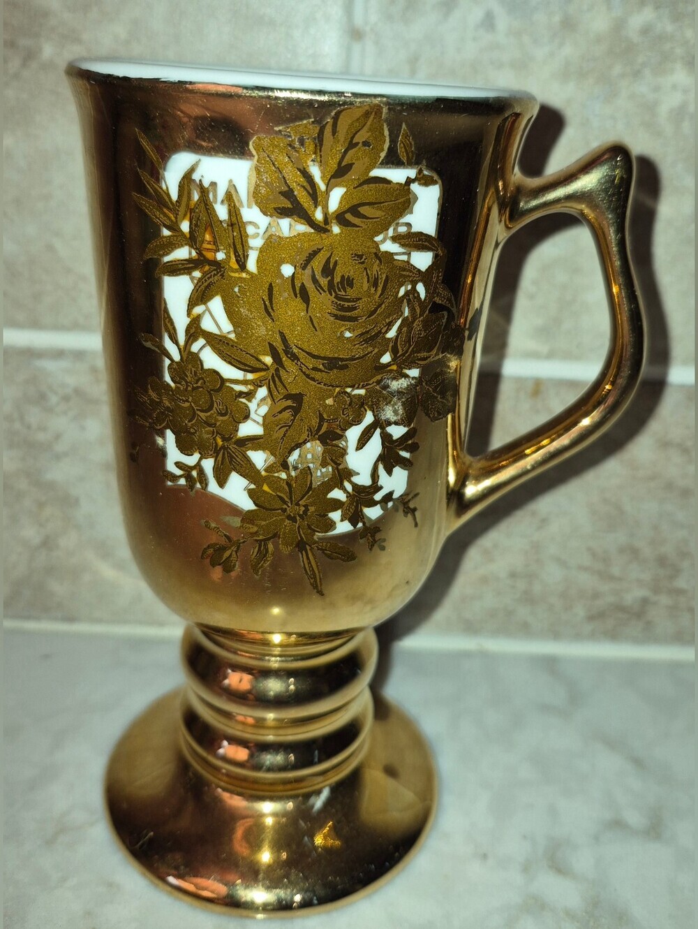 Vintage Hall China mug in the Golden Glo pattern